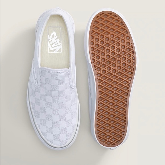 Vans Women's White Checkered Slip-On Sneakers - Picture 3 of 7